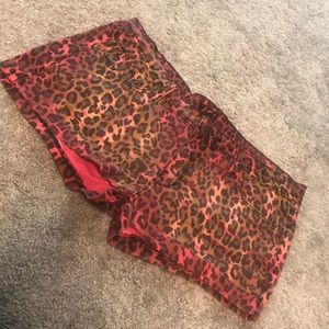Red leopard print short shorts hot pants